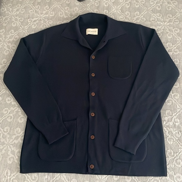 NWOT Far Afield Station Cardigan - Navy Merino Wool Blend - Picture 3 of 7